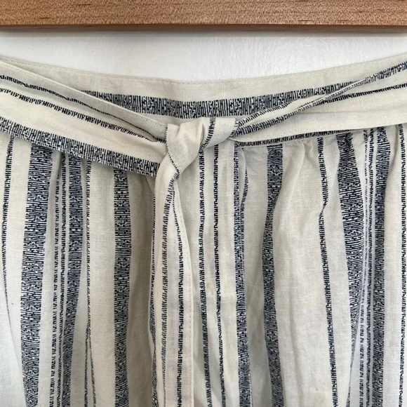 Womens Deane & White Skirt UK 16 A-Line Linen Stripe Cream Midi Length Pockets - Picture 6 of 11